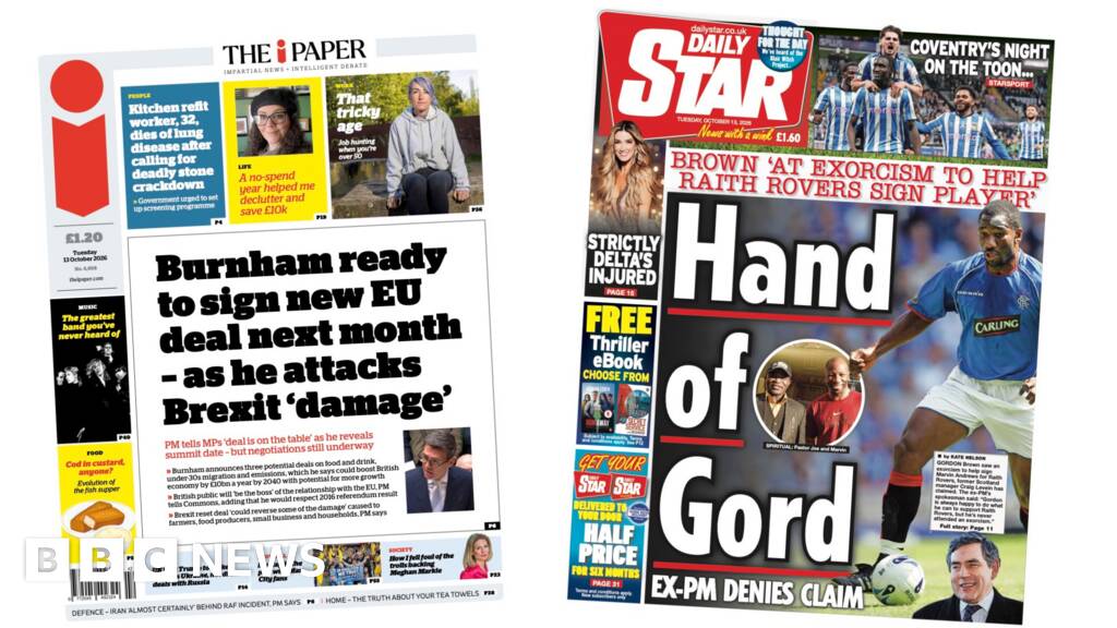 'Burnham ready to sign new EU deal' and 'Hand of Gord'