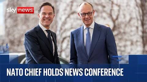 NATO chief Mark Rutte holds news conference alongside German chancellor Merz