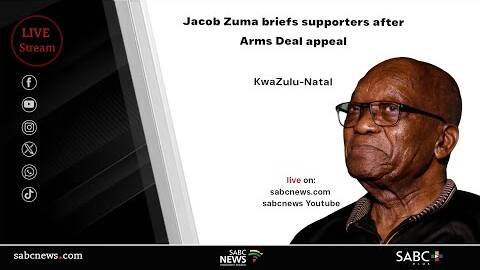 Former Presisdent Jacob Zuma briefs supporters after Arms Deal Appeal