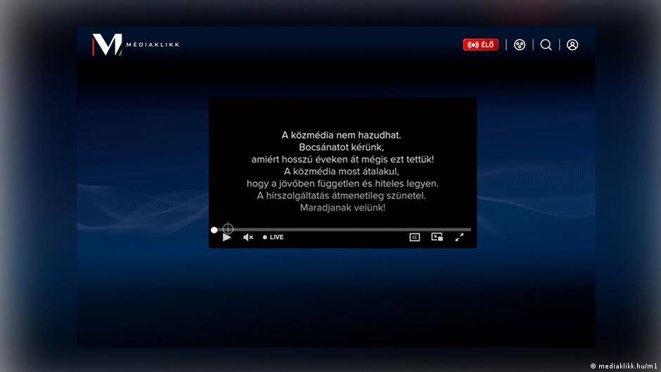 Hungary public media reform begins with black screen apology