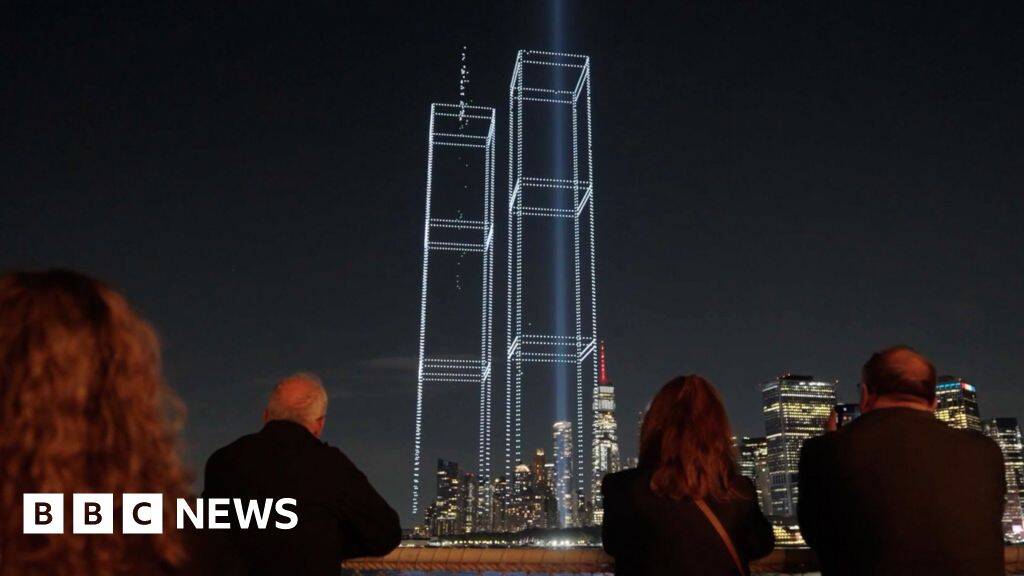 Drone display recreates the Twin Towers over New York City