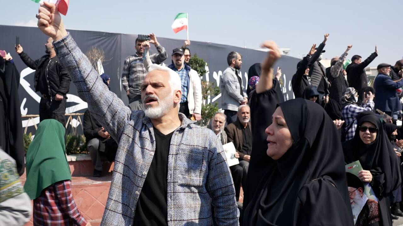 Iranians defiant as thousands attend funeral for security chief Larijani and crew of sunken navy ship