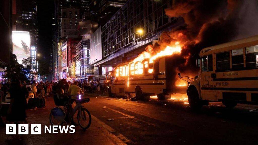 Teen shot and buses torched in Manhattan after historic NBA championship win for Knicks