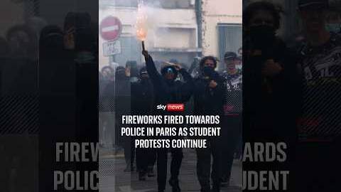 Fireworks fired towards police in Paris as student protests continue