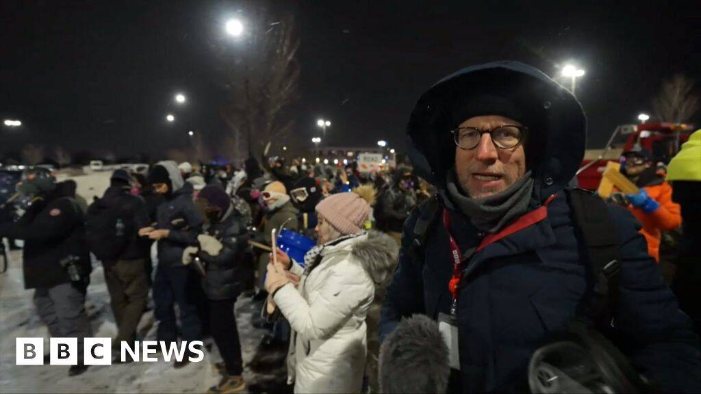 BBC at protests outside hotel where Trump's immigration chief believed to be staying
