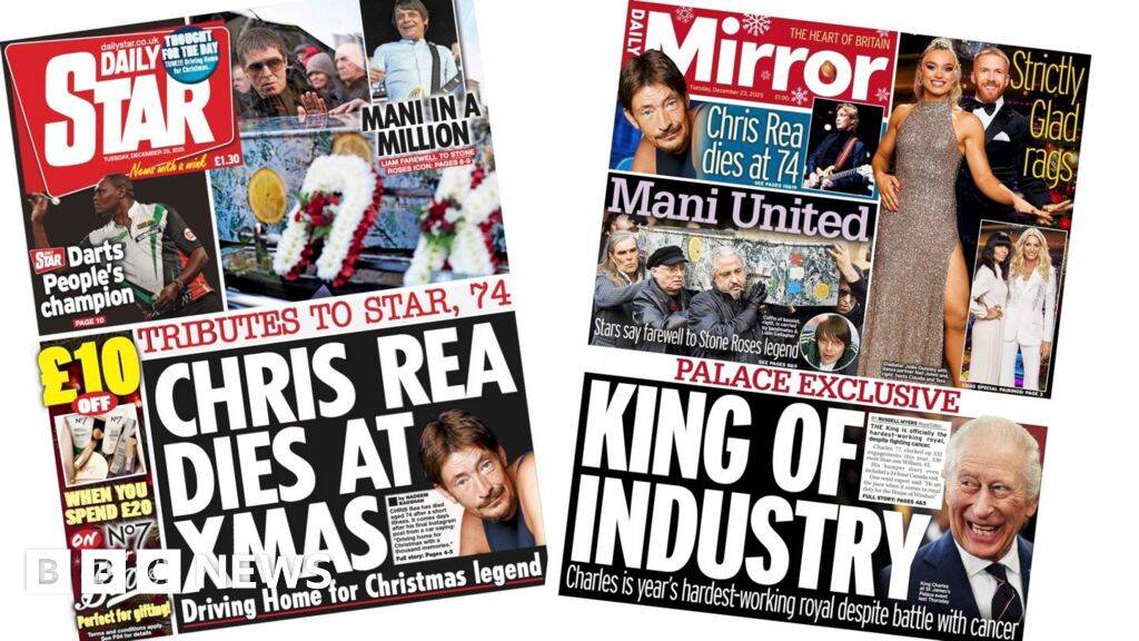 'Chris Rea dies at Xmas' and 'King of Industry'