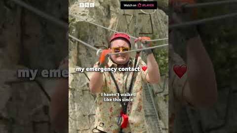 Alan Carr attempts a tightrope walk in Spain