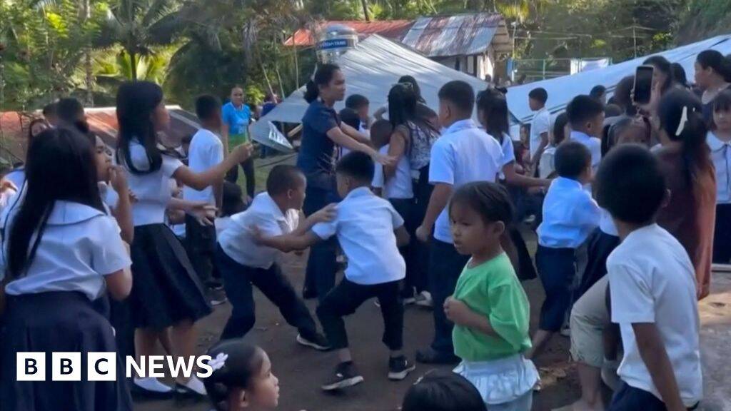 Ground shakes as schoolchildren take cover in Philippines quake