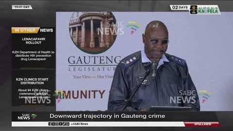 Downward trajectory in Gauteng crime