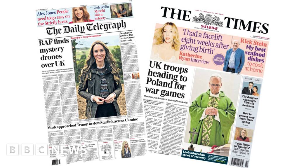 'Mystery drones over UK' and 'Troops heading to Poland for war games'