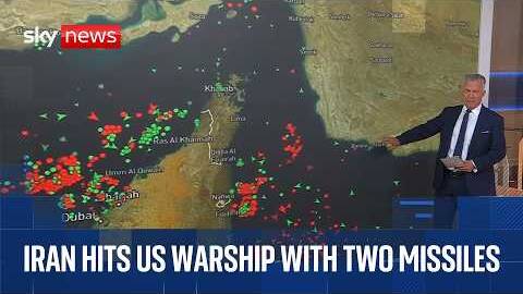 Iran hits US warship with two missiles near Strait of Hormuz, Iranian state media says