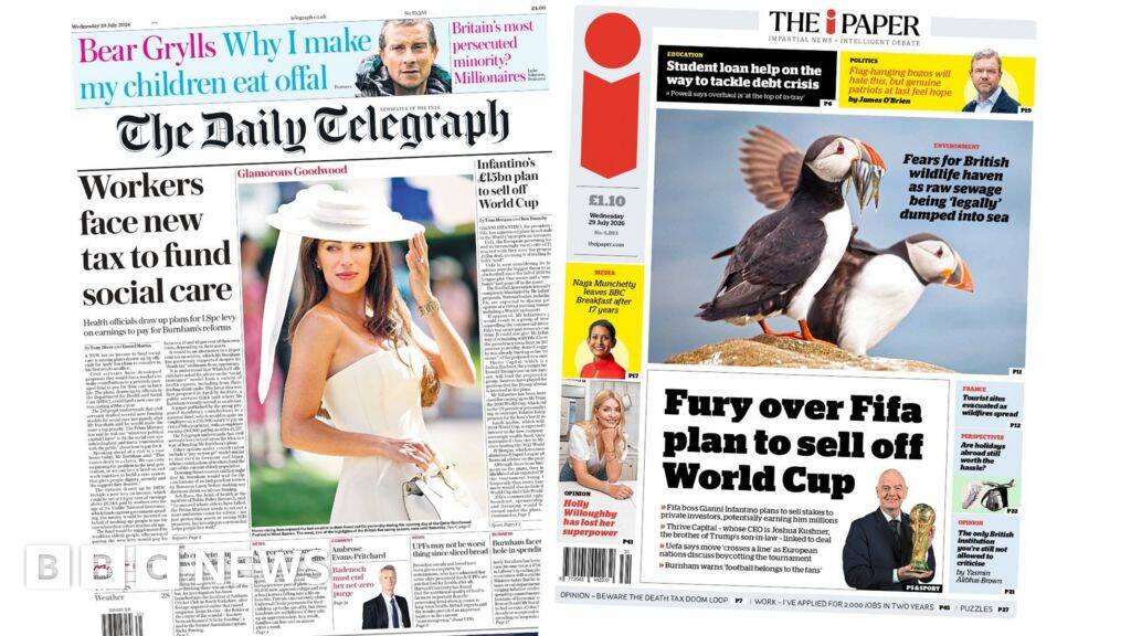 'Workers face new tax' and 'Fury over Fifa plan'