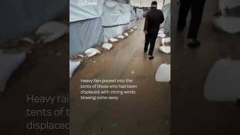Cars trapped and tents blown away as floods hit Gaza City