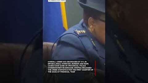 Overall crime decreased by 4% in Mpumalanga, but murder and rape cases have increased