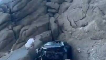 WATCH | Car plunges onto rocks after 100m fall at Chapman&rsquo;s Peak