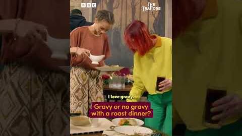 Players enjoy some gravy in The Traitors castle - BBC