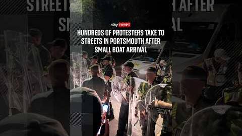 Hundreds of protesters swarm Portsmouth after small boat arrival