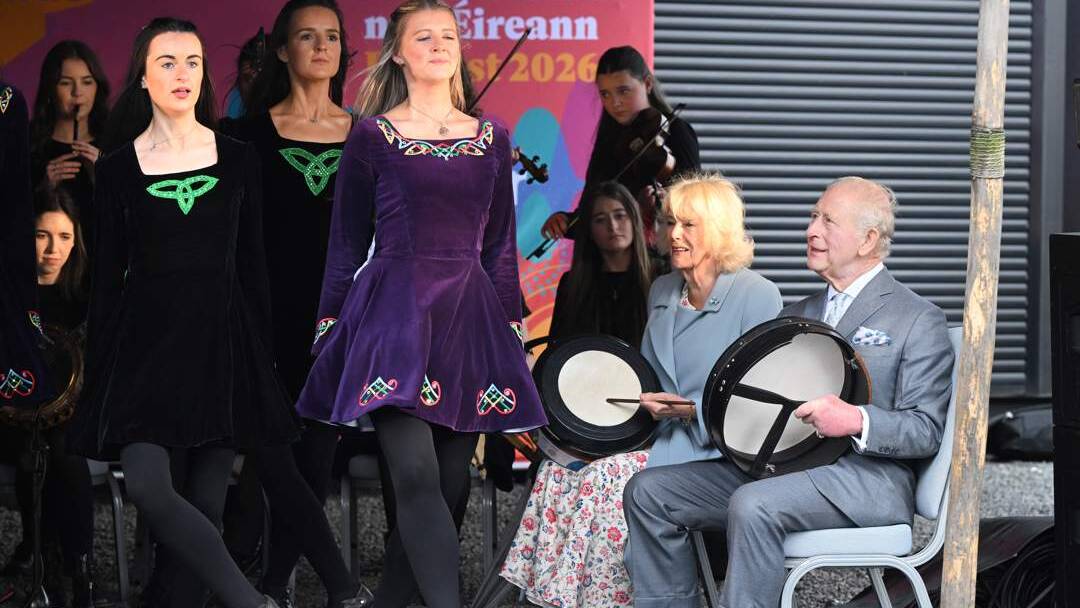 King Charles plays Irish drums, now wants a hip-hop lesson