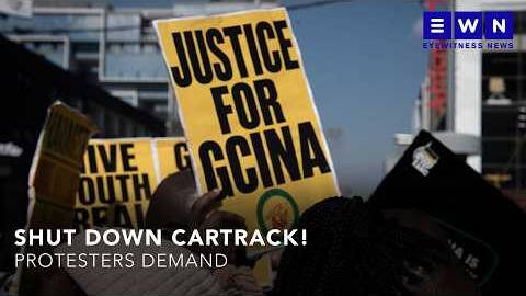 'Shut down Cartrack,' say demonstrators outside the company's Joburg headquarters