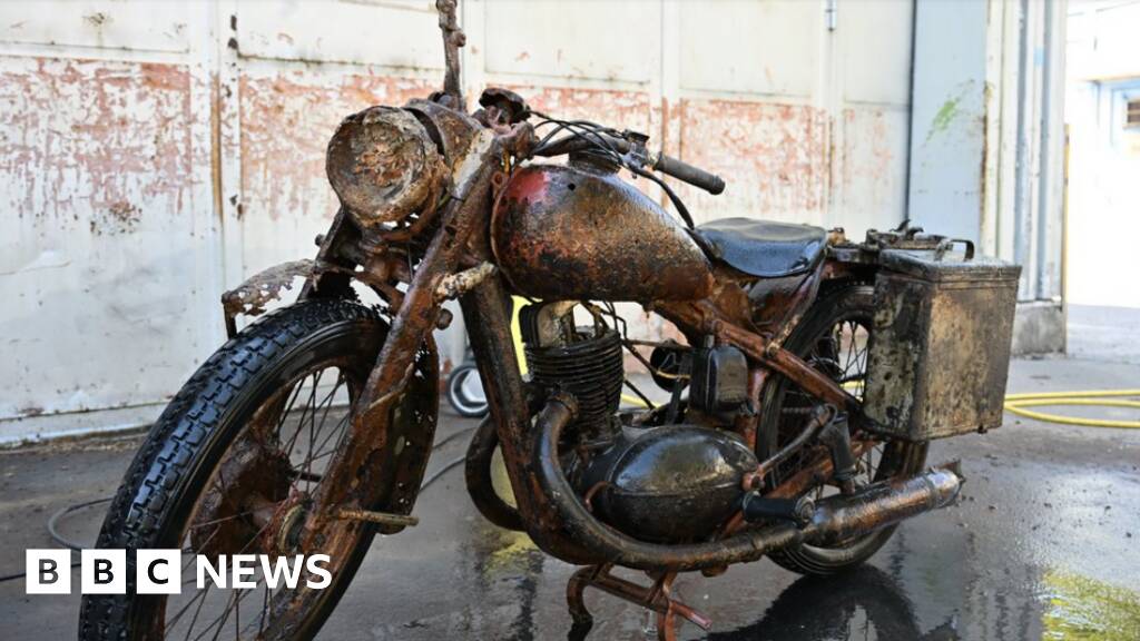 Danube river's low water levels reveal remains of WWII soldiers and motorcycle
