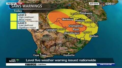 Level five weather warning for multiple provinces