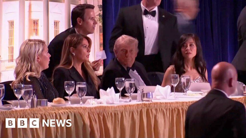 Moment Trump rushed from White House Correspondents' Dinner after suspected gunshots heard