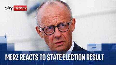 German Chancellor Friedrich Merz speaks after AfD victory in state election