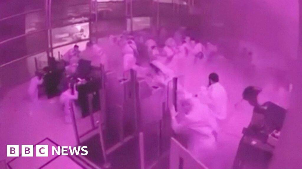 Watch: CCTV shows people take cover after missile hits Riyadh airport