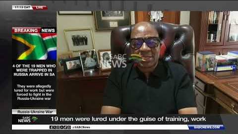 Dr Kingsley Makhubela reacts to the return of four men who were stranded in Russia