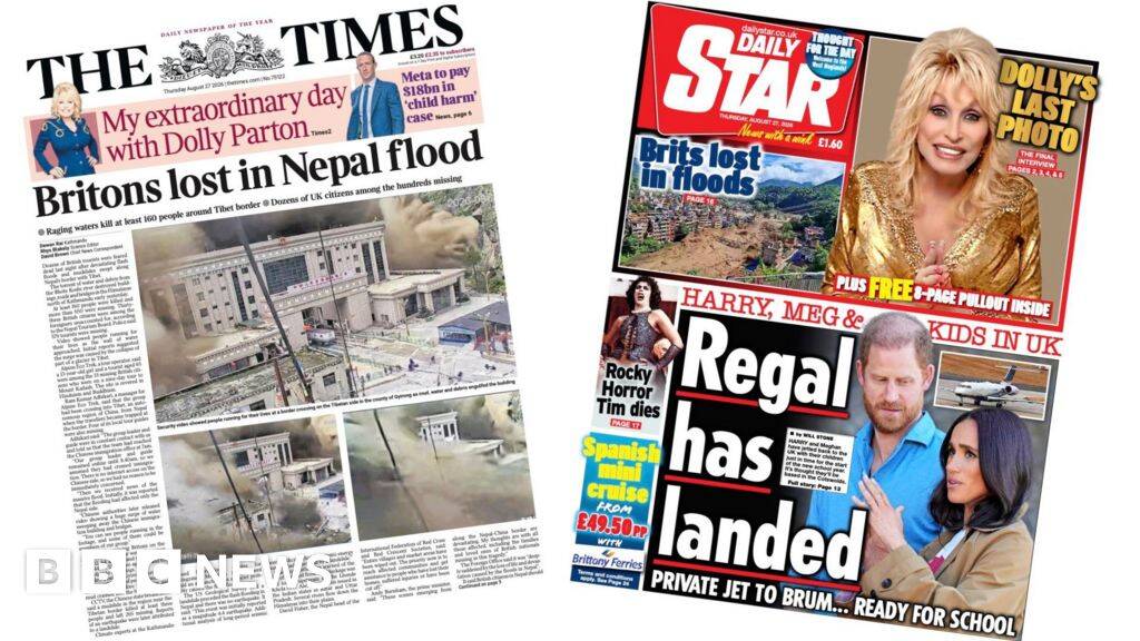 'Britons lost in Nepal flood' and 'Regal has landed'