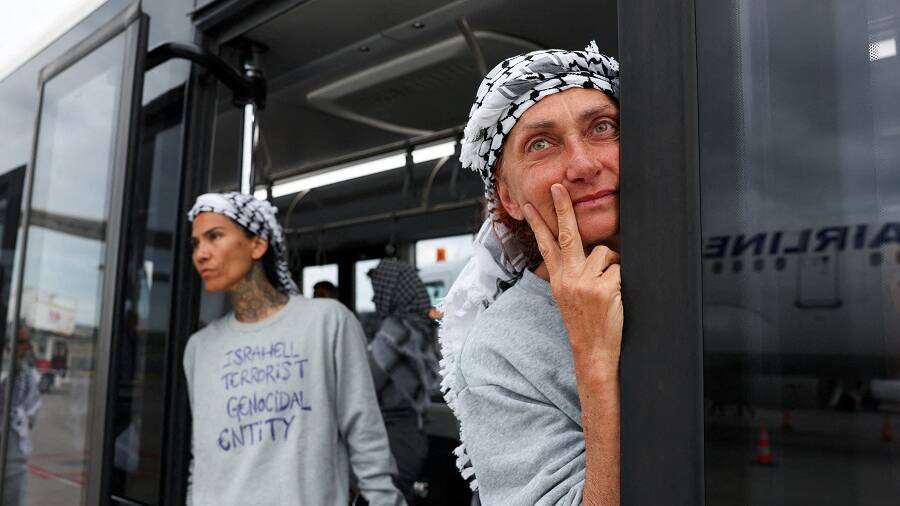 Italian activists that were part of Gaza aid flotilla deported