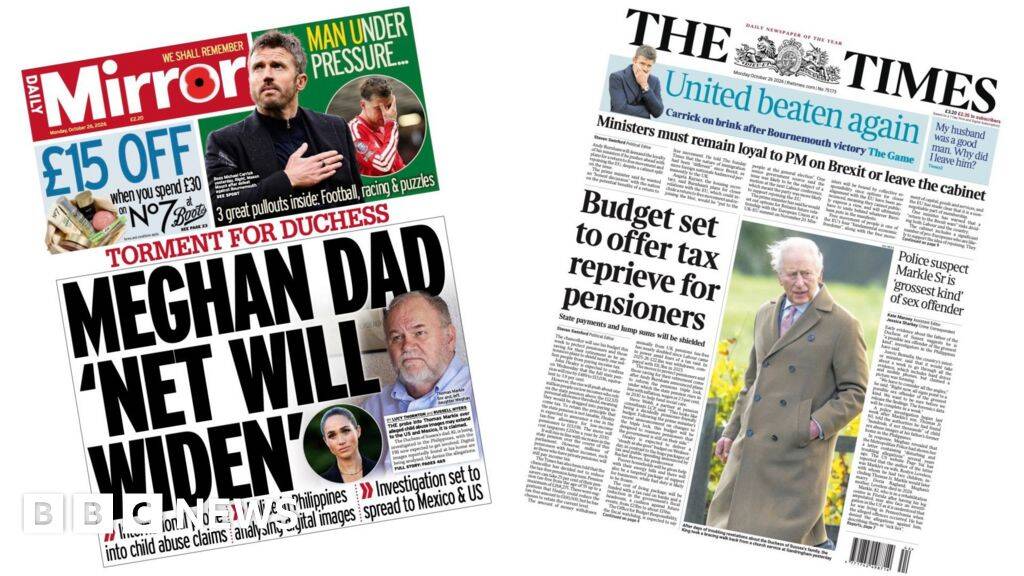 'Budget tax reprieve for pensioners' and 'Meghan dad net to widen'