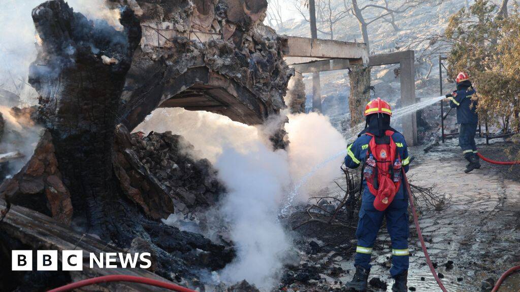 Two dead and evacuation under way as fires break out on Greek island