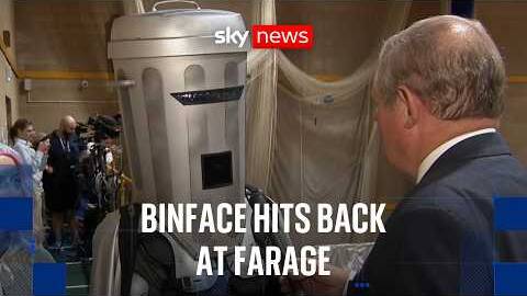 Binface hits back at Farage - and says 'we'll be back here in a few weeks' for another by-election
